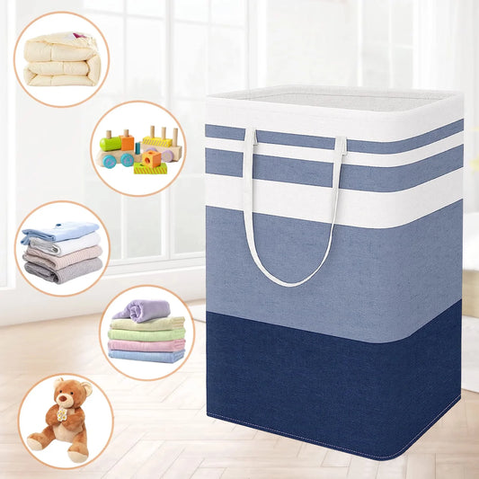 75L Waterproof 3-Bin Laundry Hamper Set, 3 Count, Gradient Blue