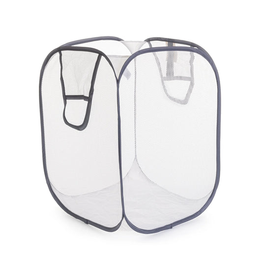 Jumbo Mesh Pop-Up Laundry Hamper Set (2-Pack) - White - Adult Size