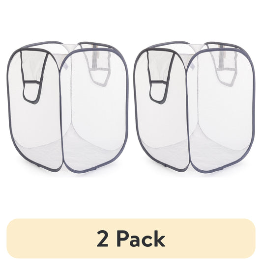 Jumbo Mesh Pop-Up Laundry Hamper Set (2-Pack) - White - Adult Size