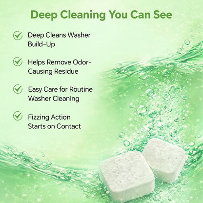 Washing Machine Cleaner and Descaler Tablets – Effective Deep Cleaning Solution for HE Front and Top Load Machines – Eliminates Odor, Buildup, and Grime – Fragrance-Free – 24 Count