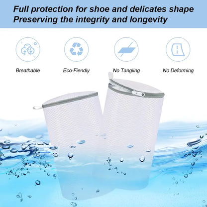 Mesh Shoe Cleaning Bags - Gray Zippered Laundry Bags for Sneakers and Gym Shoes, Made with 125 Honeycomb Fabric