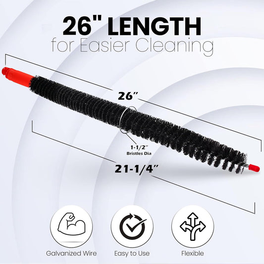 Dryer Vent and Refrigerator Coil Cleaning Brush, 26-Inch Flexible Lint Brush, Black, Large (Single Pack)
