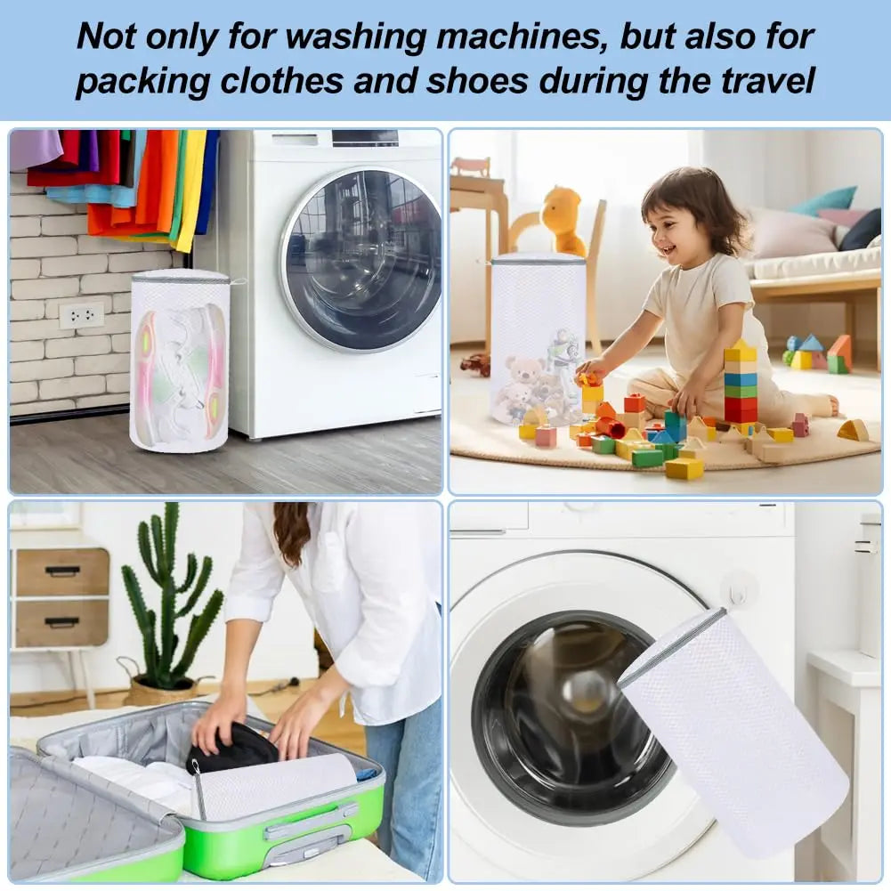 Shoe Wash Bags - Mesh Laundry Pouches for Sneakers and Socks, Ideal for Washing Machines and Travel Organization