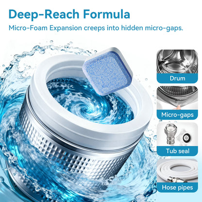 Washing Machine Cleaner Tablets - 24 Count for HE Front and Top Loaders with Deep and Basic Cleaning Options