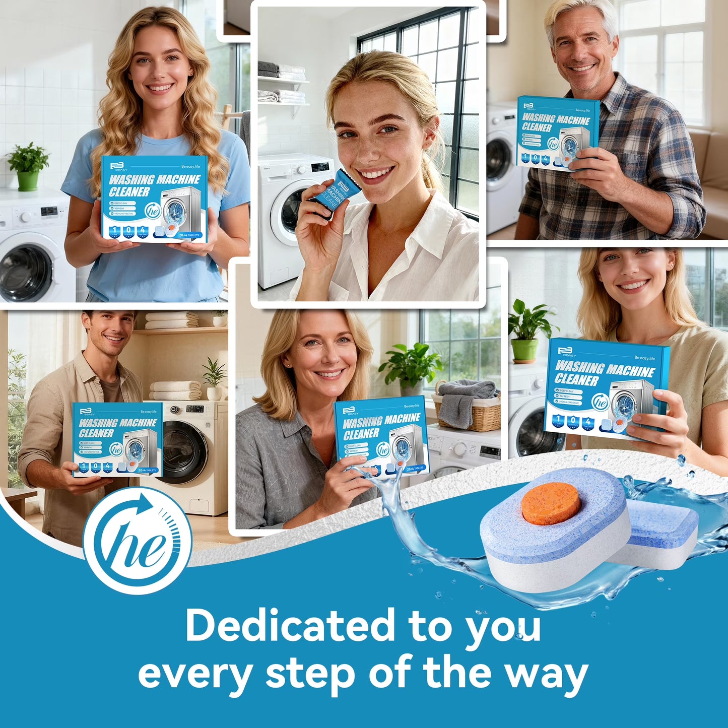 Washing Machine Cleaner Tablets - 24 Count for HE Front and Top Loaders with Deep and Basic Cleaning Options