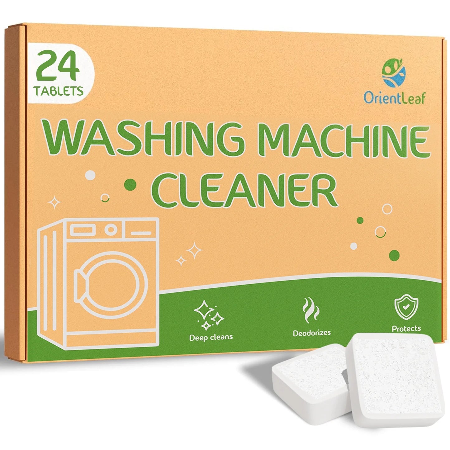 Washing Machine Cleaner and Descaler Tablets – Effective Deep Cleaning Solution for HE Front and Top Load Machines – Eliminates Odor, Buildup, and Grime – Fragrance-Free – 24 Count