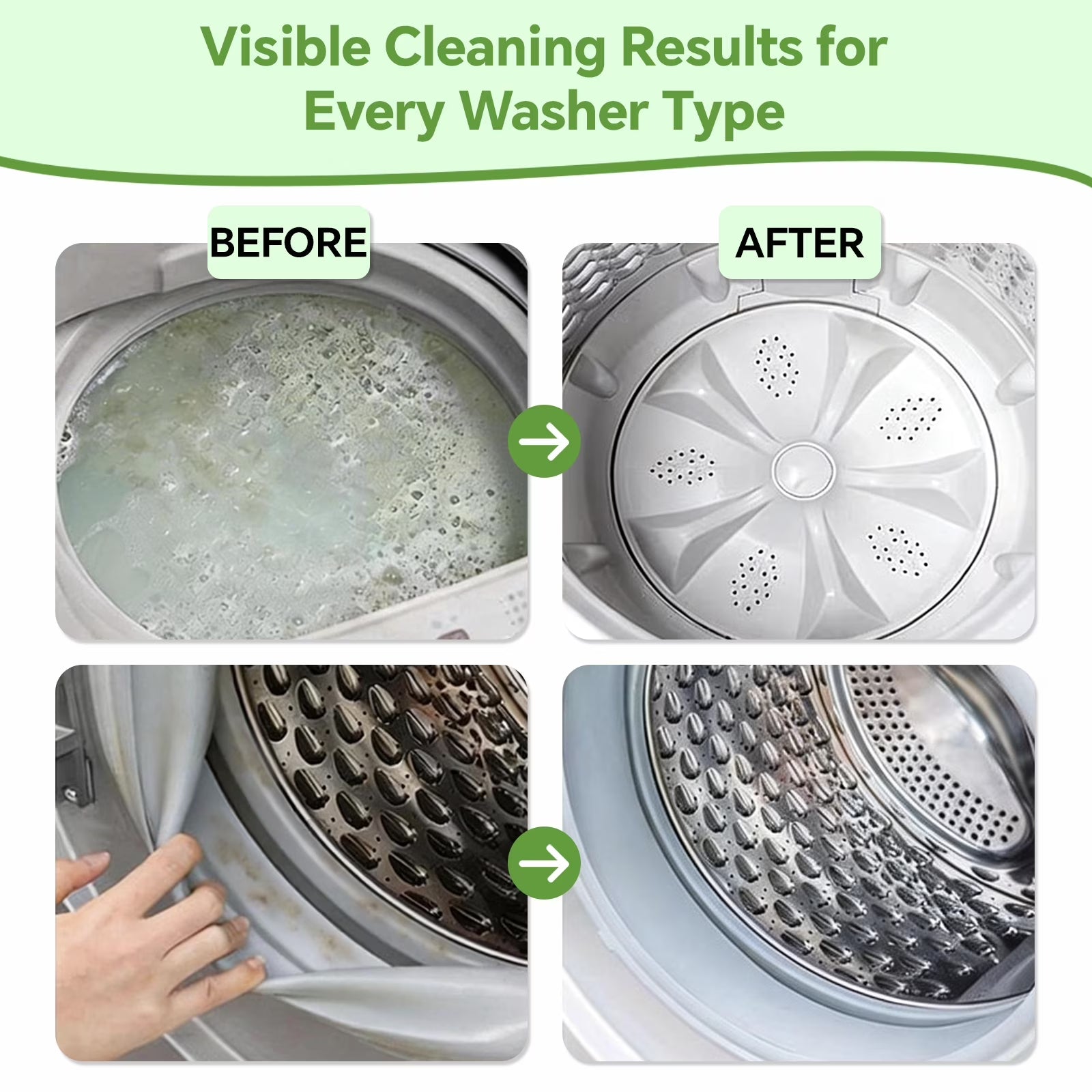 Washing Machine Cleaner and Descaler Tablets – Effective Deep Cleaning Solution for HE Front and Top Load Machines – Eliminates Odor, Buildup, and Grime – Fragrance-Free – 24 Count